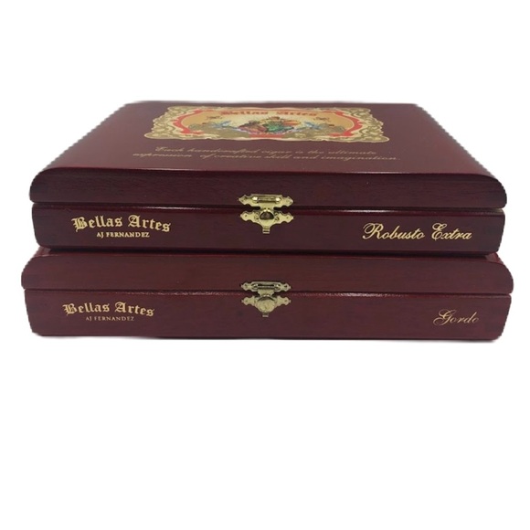 Set of 2 Empty Cigar Boxes Bellas Artes AJ Fernandez Snap Front Clasps Hinged - Picture 1 of 13